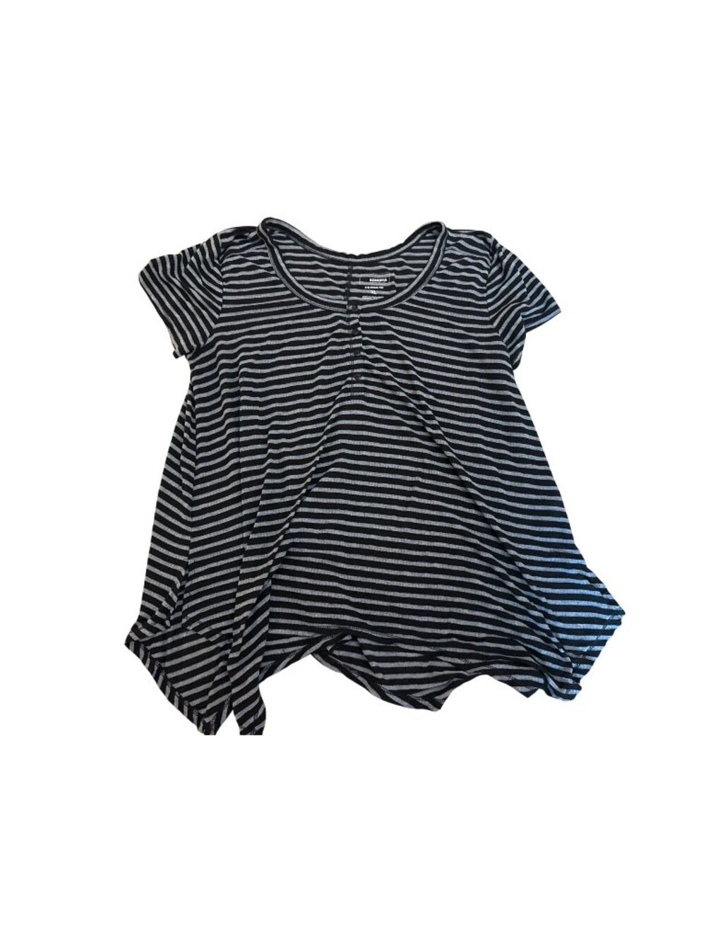 Sonoma Womens Striped Swing Tee XL Black & Gray Short Sleeve Basic Casual